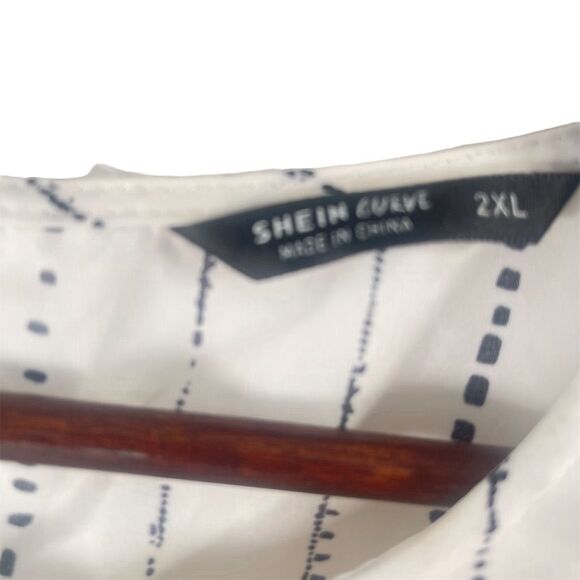 Women's Striped Midi Dress Embroidered Ruffle Trim Tiered Multicolor 2XL - Picture 2 of 12